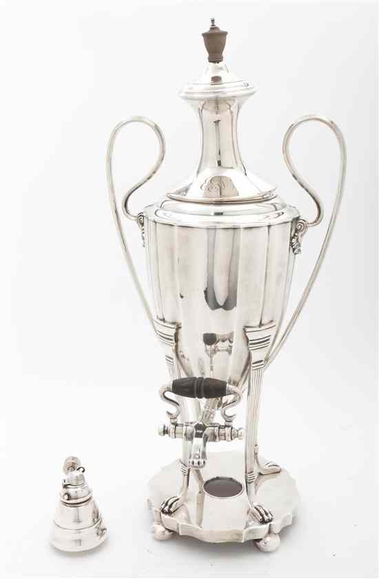 Appraisal: A Silverplate Coffee Urn W K Cowan Co having applied