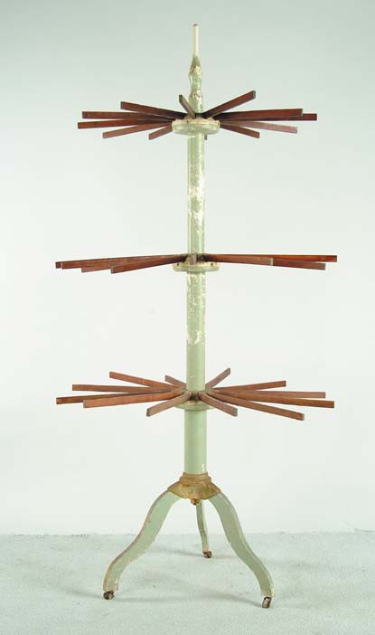 Appraisal: PAINTED THREE-TIER CLOTHES RACK Each tier folding upwards and holding