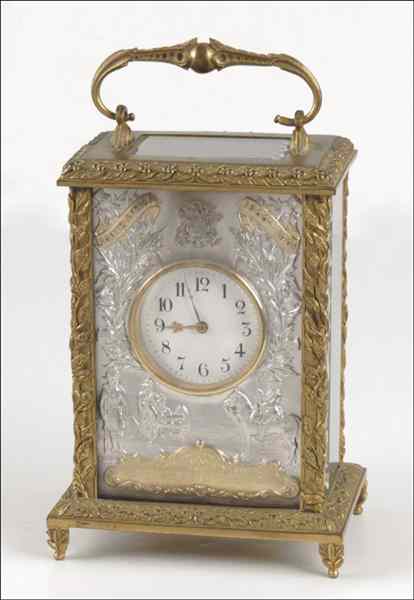 Appraisal: GILT BRONZE CARRIAGE CLOCK Engraved ''Presented To Private W McKinley