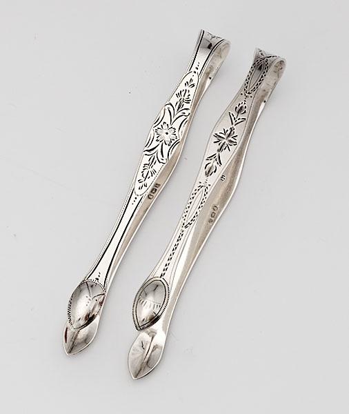 Appraisal: PETER ANN BATEMAN SILVER SUGAR TONGS English struck for London