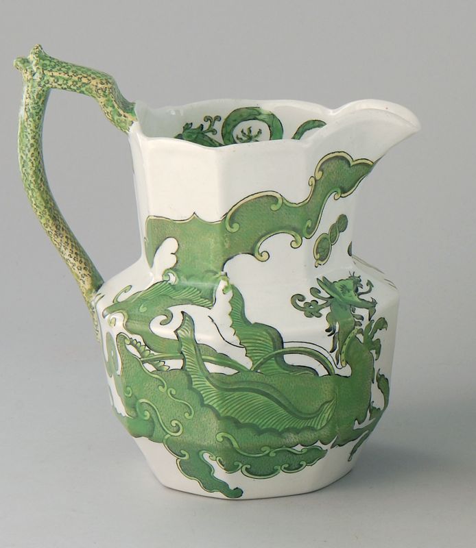 Appraisal: MASON'S IRONSTONE PITCHER English th CenturyIn green dragon design Height