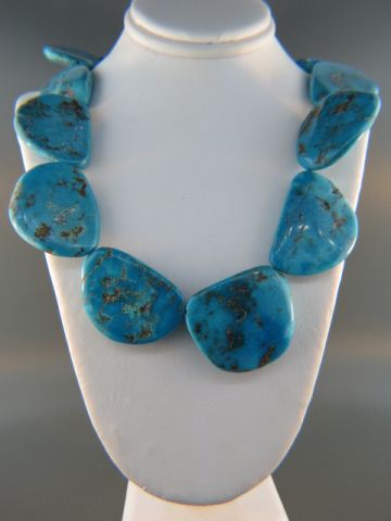 Appraisal: Turquoise Necklace slab cut natural gems long