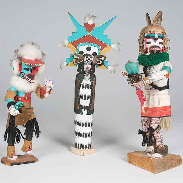 Appraisal: Hopi Katsinas lot of includes a Shalako Mana height in