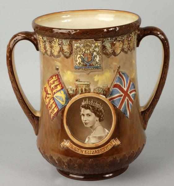 Appraisal: Royal Doulton Loving Cup Description Dated Limited edition Commemorating Queen