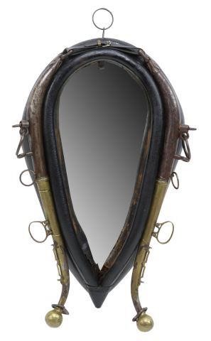 Appraisal: Antique leather horse collar and hames now fashioned as a