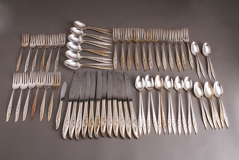 Appraisal: Oneida Silver Young Love Heirloom Flatware Pc Oneida sterling silver