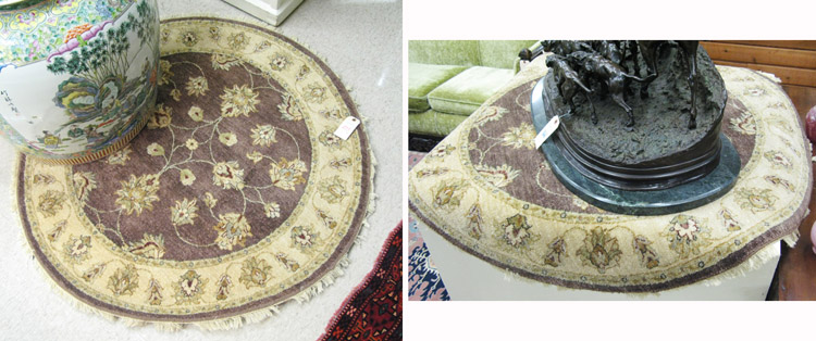 Appraisal: A PAIR OF ROUND ORIENTAL ACCENT RUGS Pakistani-Persian floral vine