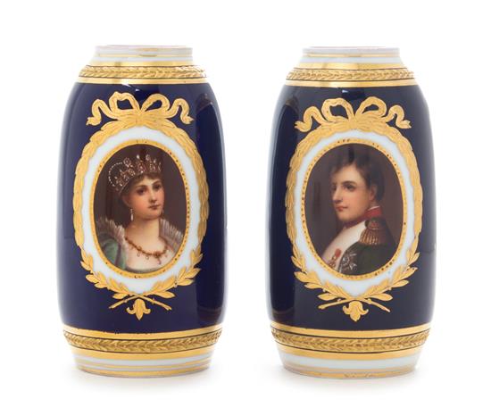 Appraisal: Sale Lot Two Royal Vienna Portrait Vases each of tapering