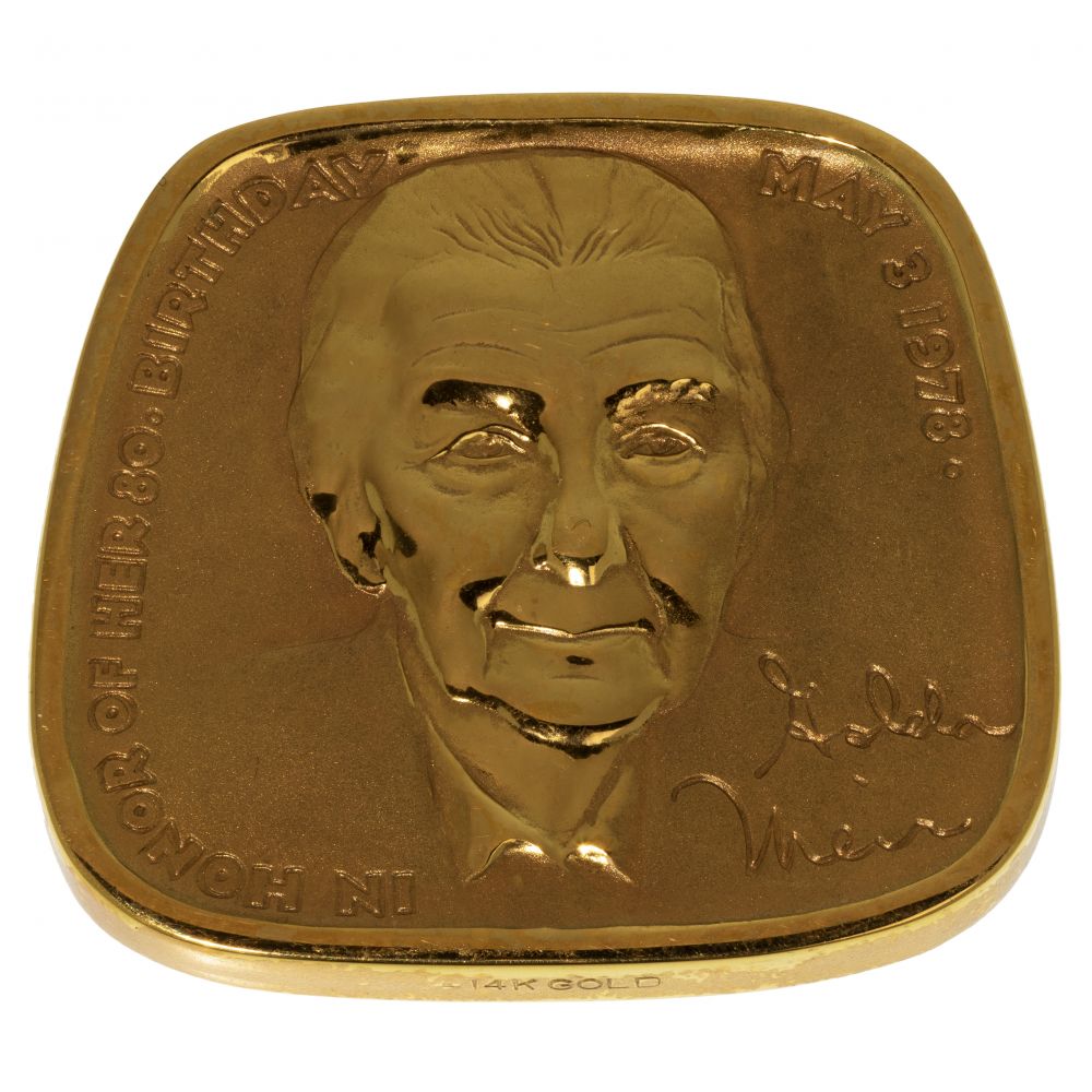 Appraisal: ISRAEL K YELLOW GOLD MEDALCommemorative medal honoring the th birthday