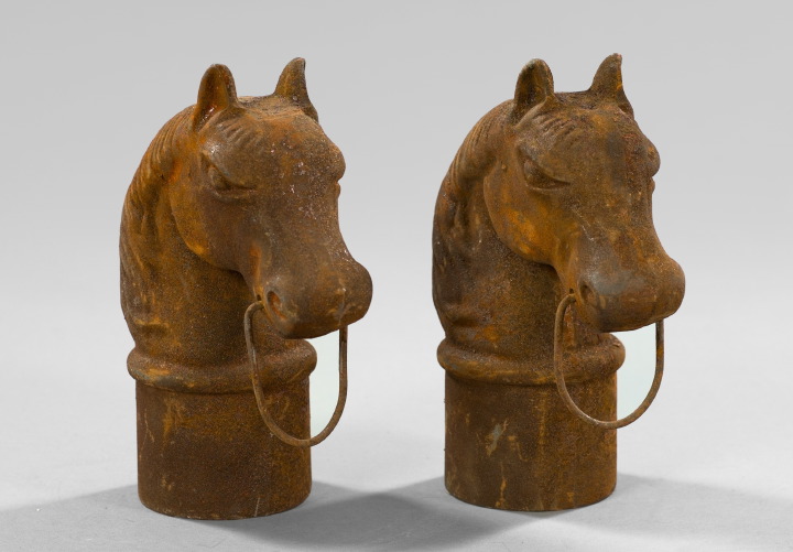 Appraisal: Pair of American Cast-Iron Hitching Post Finials in the form