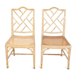 Appraisal: A Pair of Chippendale Style Bamboo and Rattan Cane-Seat Side