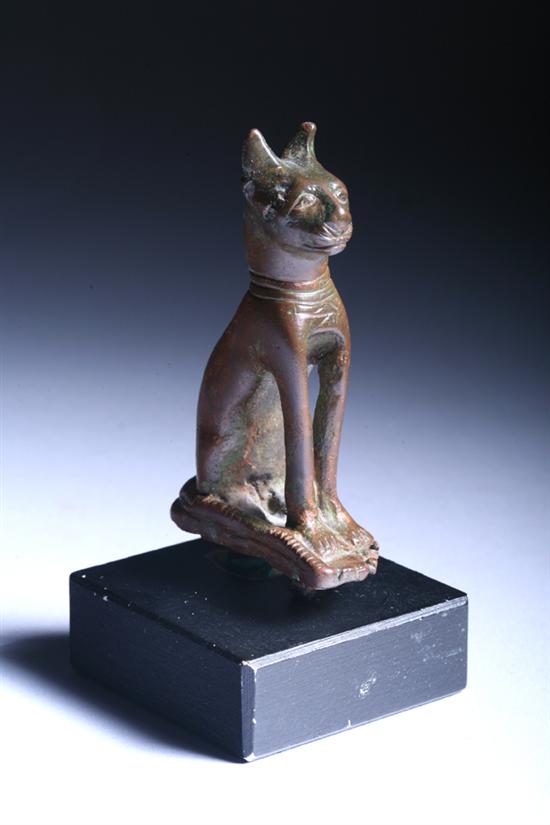 Appraisal: EGYPTIAN BRONZE FIGURE OF CAT Late period - B C