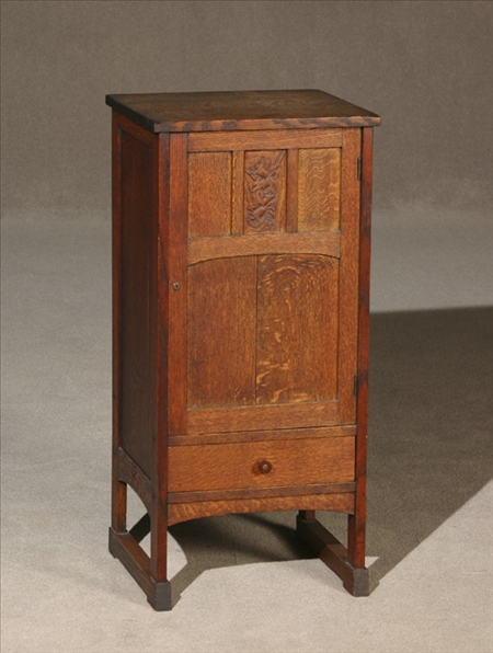 Appraisal: Arts Crafts Oak Music Cabinet In the Manner of E