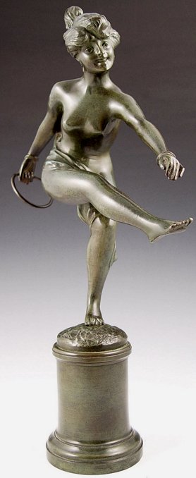 Appraisal: NUDE DECO DANCER BRONZE SIGNED FAURE '' h some wear