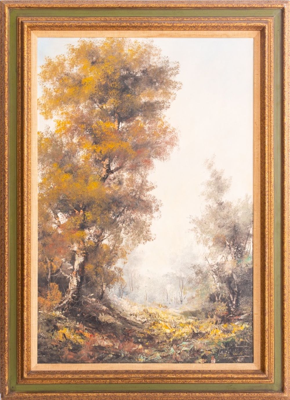 Appraisal: ILLEGIBLY SIGNED FALL LANDSCAPE OIL ON CANVAS Landscape oil on