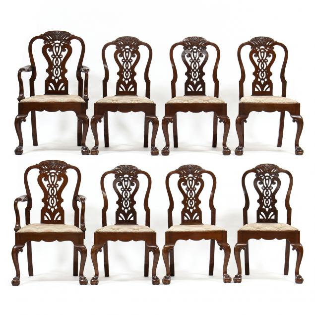 Appraisal: SET OF EIGHT TRANSITIONAL MAHOGANY DINING CHAIRS First half th