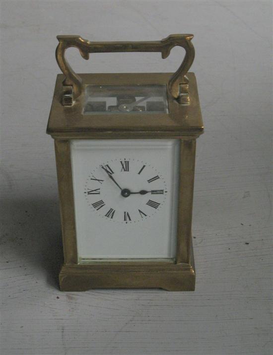 Appraisal: Brass and glass carriage clock with single barrel movement h