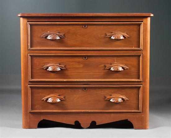 Appraisal: American Rococo Revival walnut chest of drawers mid th century