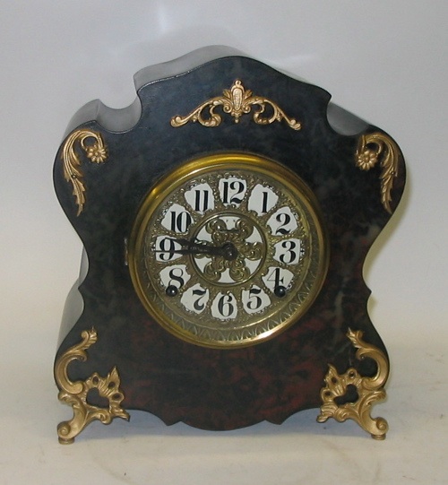 Appraisal: A BOULLE STYLE SHELF CLOCK having an ornate gilt metal