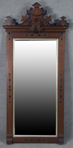 Appraisal: American Aesthetic Movement Carved MirrorCirca Walnut with ebonized highlights Having