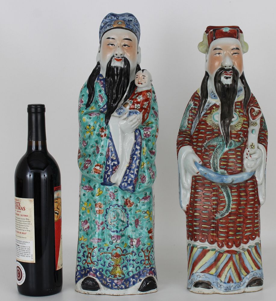 Appraisal: Marked Chinese Hand Painted Porcelain Figures Marked Chinese Hand Painted