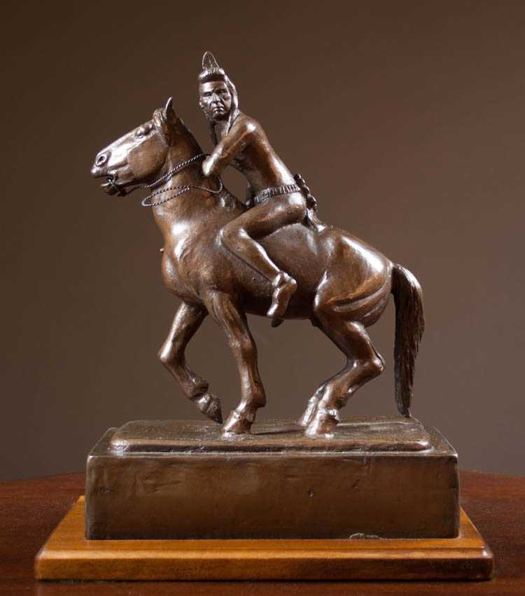 Appraisal: EDWARD B QUIGLEY BRONZE SCULPTURE Oregon - Indian Scout Native