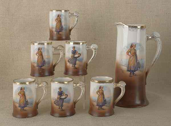 Appraisal: Haynes Pottery Baltimore Maryland porcelain pitcher set th c with