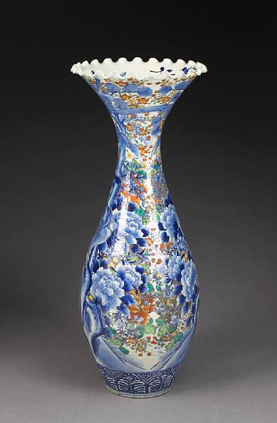 Appraisal: An Imari porcelain trumpet neck floor vase The ovoid body