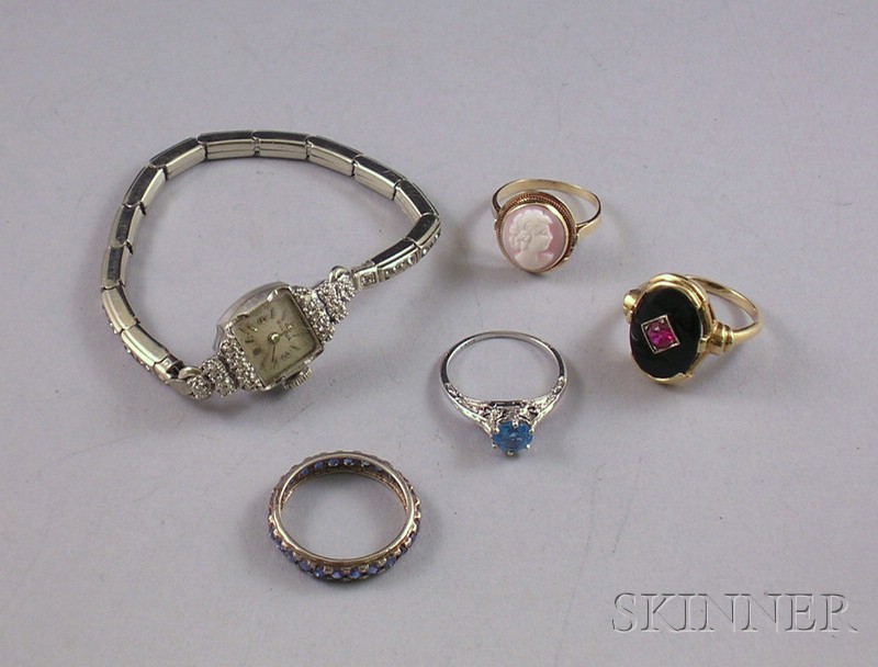 Appraisal: Four Art Deco Style Rings including one kt gold and