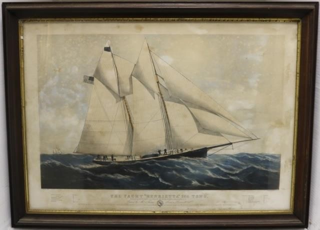 Appraisal: CURRIER AND IVES FRAMED COLORED LITHOGRAPHAFTER PARSONS TITLED THE YACHT