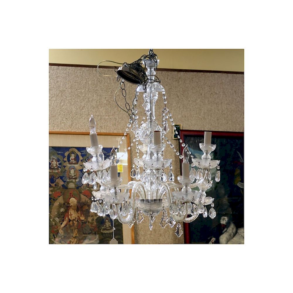 Appraisal: Mid Century Maria Theresa Style Light Cut Crystal Chandelier with