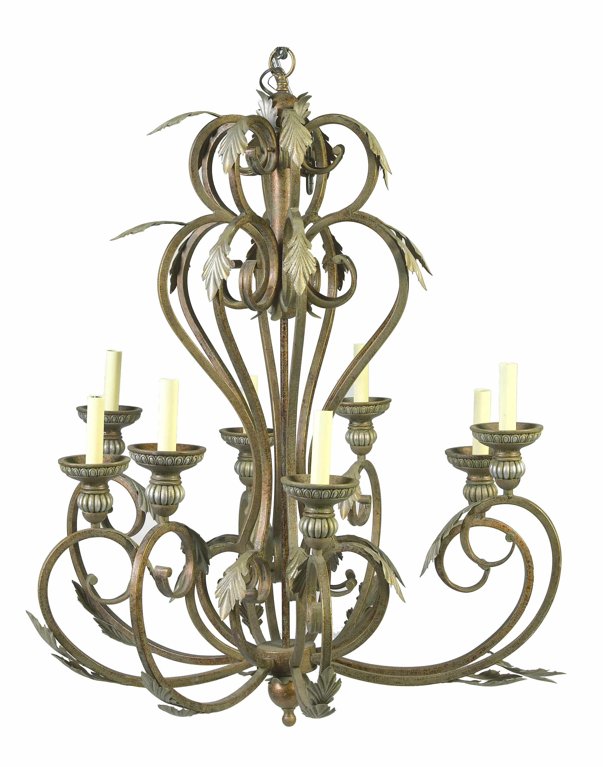 Appraisal: Property of various owners A painted wrought iron chandelier height