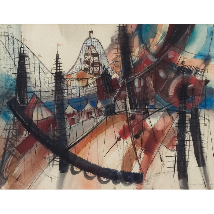 Appraisal: Harry S Hefner American th century ''Circus '' watercolor ''