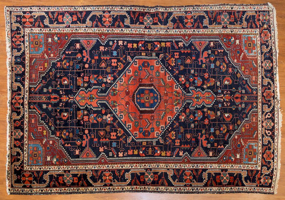 Appraisal: Antique Hamadan Rug approx X Iran circa Condition Some moth