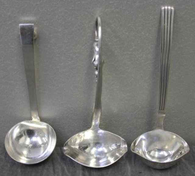 Appraisal: STERLING Serving Spoons Includes one O Mogensen gravy ladle with