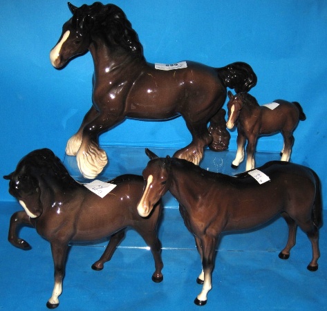 Appraisal: Collection of Brown Beswick Horses to include Cantering Shire Horse