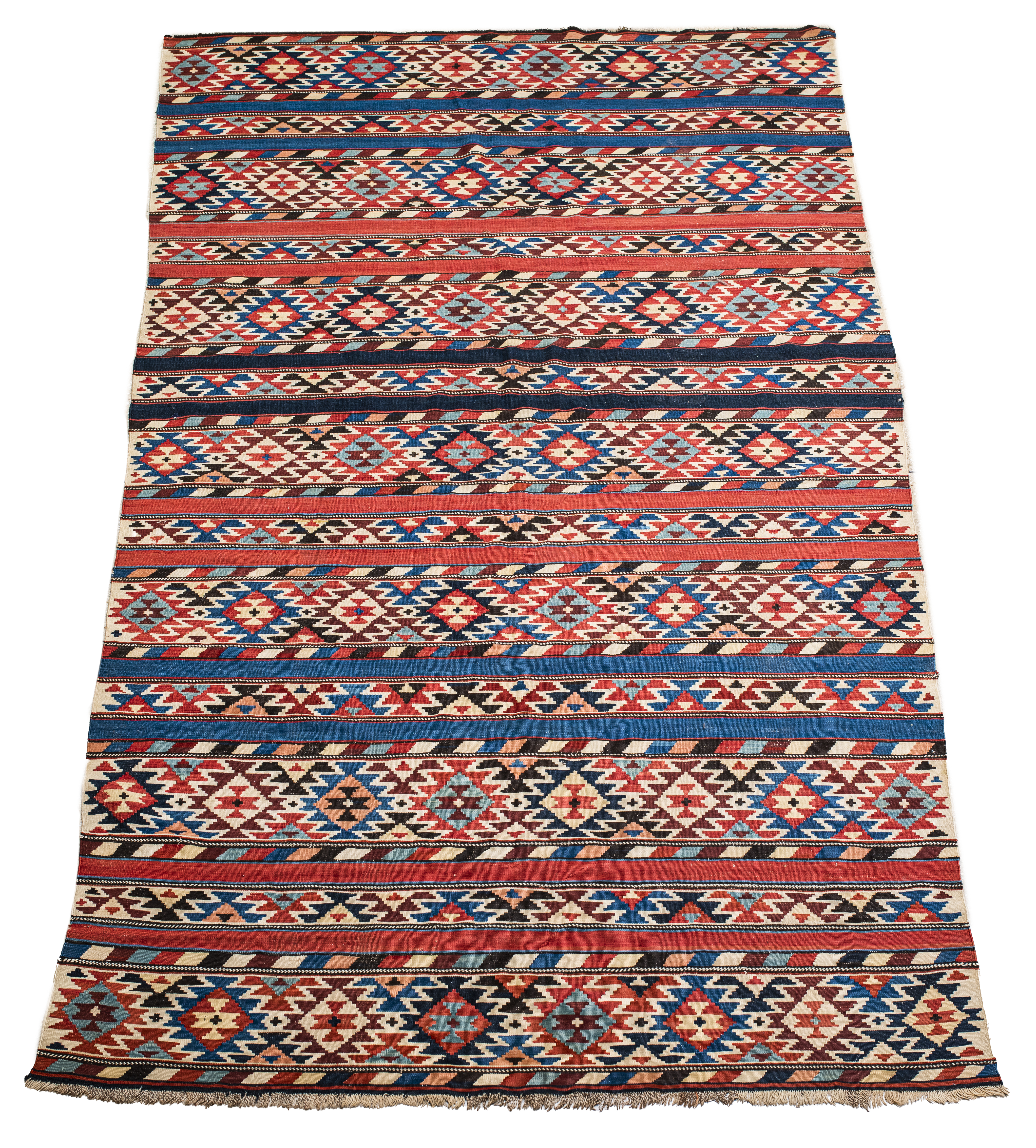 Appraisal: SHIRVAN GEOMETRIC KILIM RUG Shirvan Kilim Caucasian rug with rows