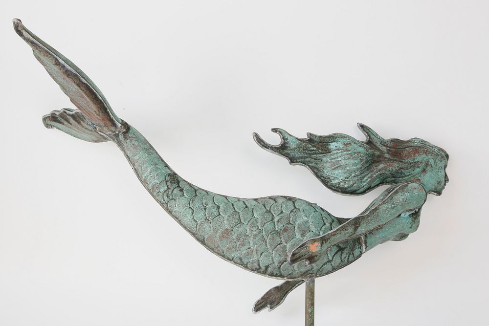 Appraisal: Copper Mermaid Weathervane circa Copper Mermaid Weathervane circa well moulded