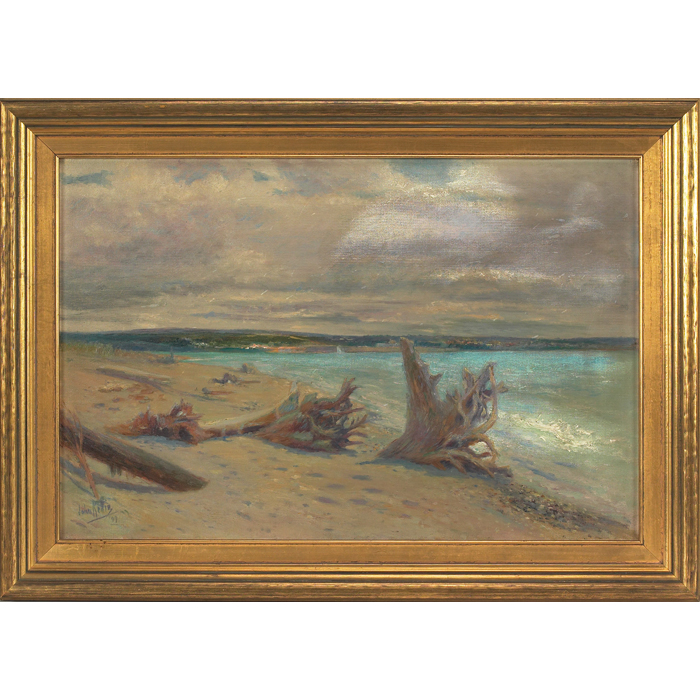 Appraisal: John Rettig - Costal Scene oil on canvas x signed