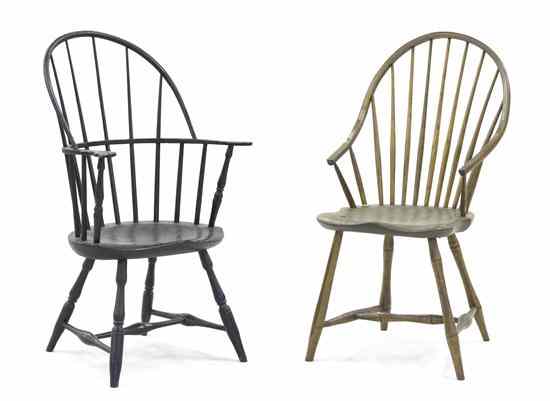 Appraisal: Two Windsor Armchairs each having a rounded crest rail over