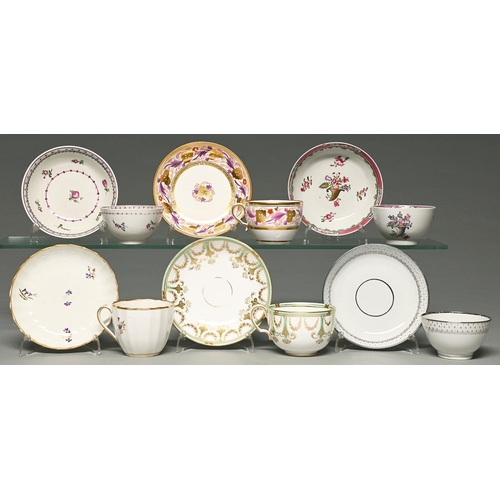 Appraisal: Three New Hall and other tea bowls and saucers a