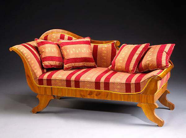 Appraisal: A Biedermeier birch and walnut recamier second quarter th century