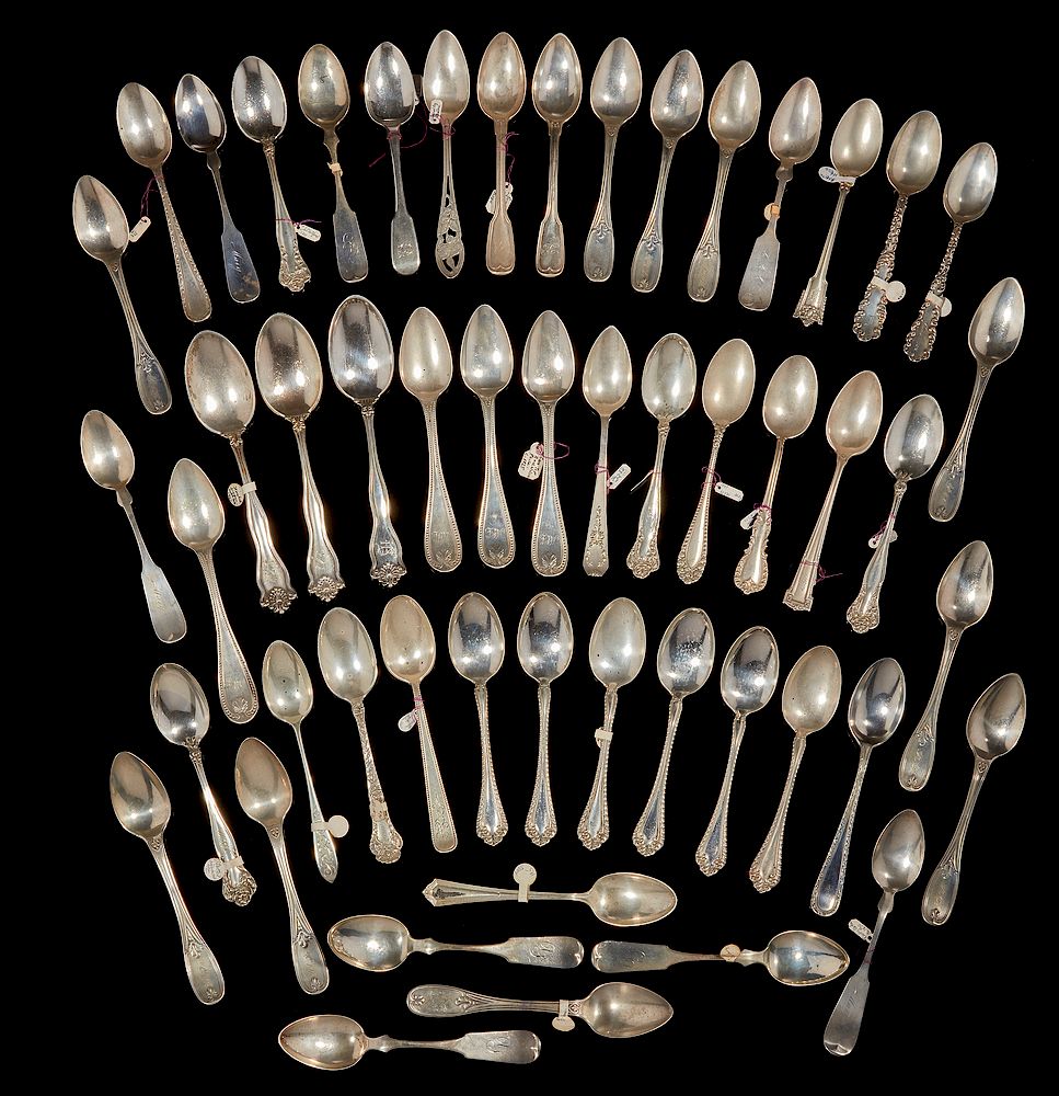 Appraisal: Assorted Silver Teaspoons Assorted silver teaspoons comprising Thirty three sterling