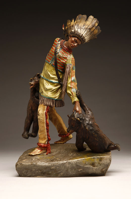 Appraisal: After Franz Bergman cold-painted bronze figure of a Native American