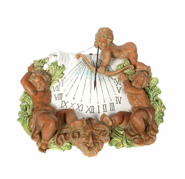 Appraisal: A Baroque style earthenware sundial height in width in depth