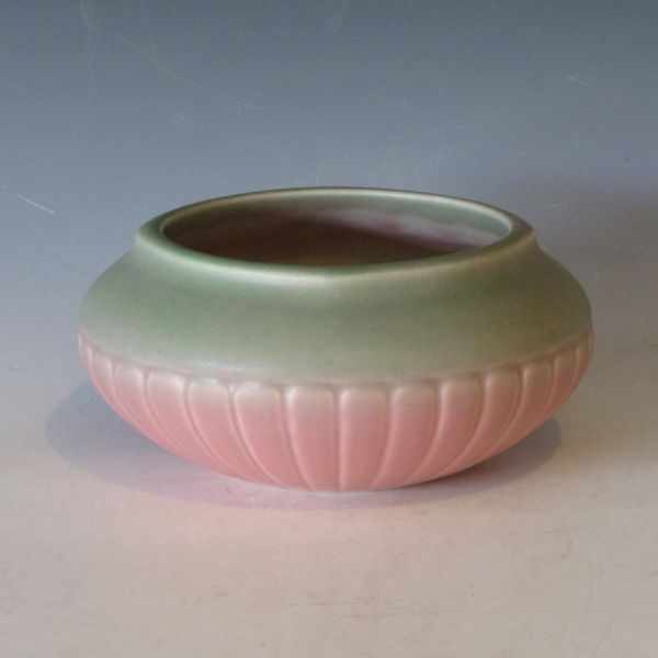 Appraisal: Rookwood bowl from in matte green and pink Marked with