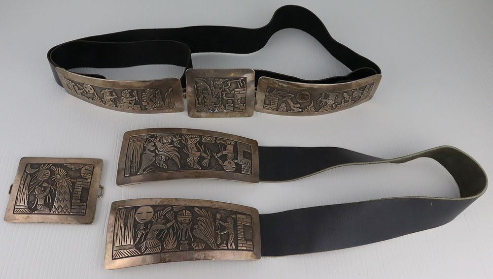 Appraisal: STERLING Southwest Becenti Sterling Belts Includes a Floyd Becenti Jr