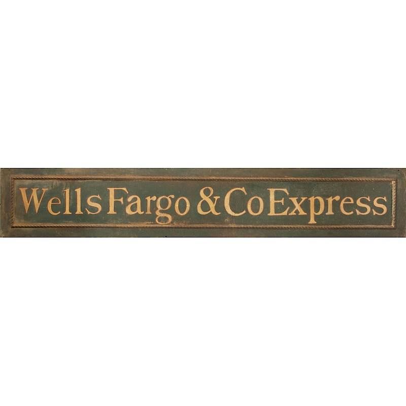 Appraisal: Wells Fargo Express Metal Sign Painted Wells Fargo metal sign