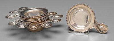 Appraisal: Set of sterling turtle soup bowls flat bottoms bellflower borders