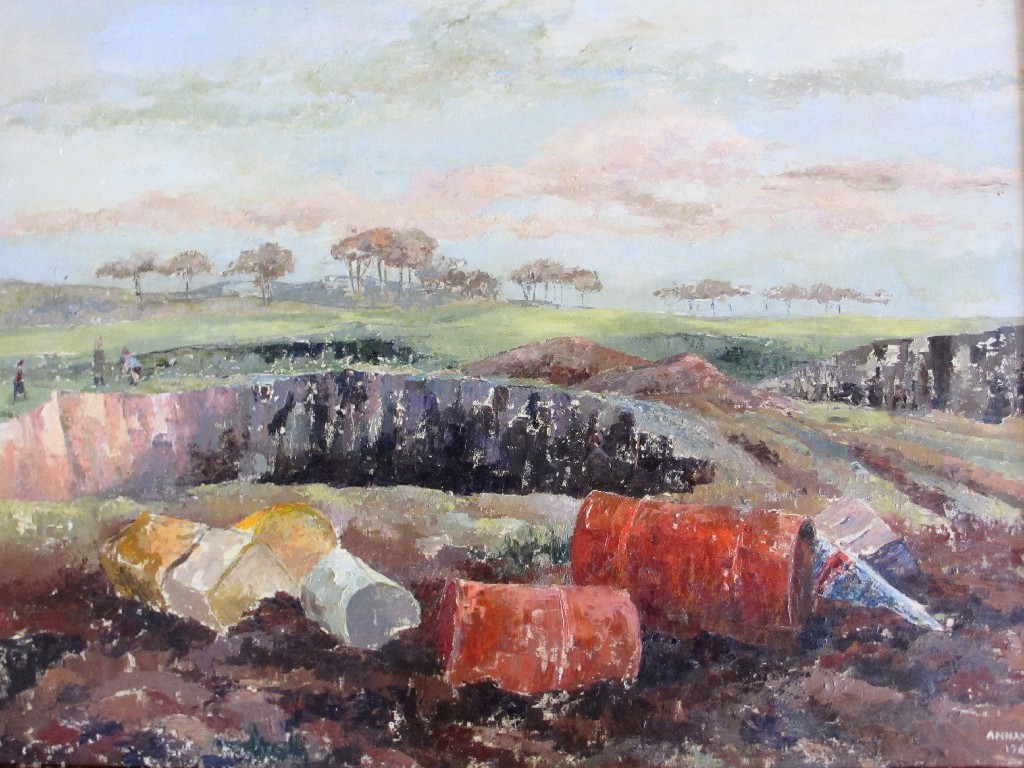 Appraisal: LOUISE GIBSON ANNAND MBE - WASTELAND NEAR GLASGOW Oil on